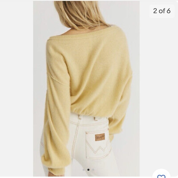 Free People Cashmere Pullover Sweater Love Like This Yellow Golden Eyes XS - Picture 8 of 9